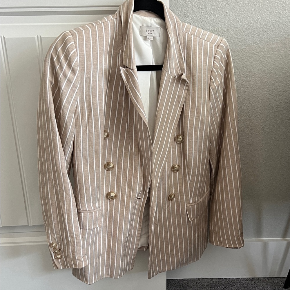 LOFT Women's Beige Pinstripe Blazer